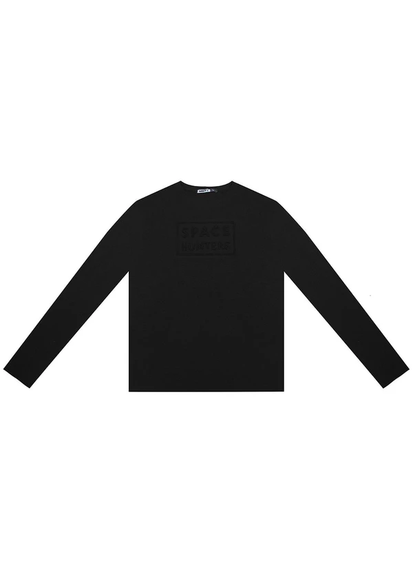 Minty - Camiseta Juvenil Masculina Manga Longa Preto