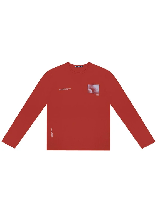 Minty - Camiseta Juvenil Masculina Manga Longa Vermelho