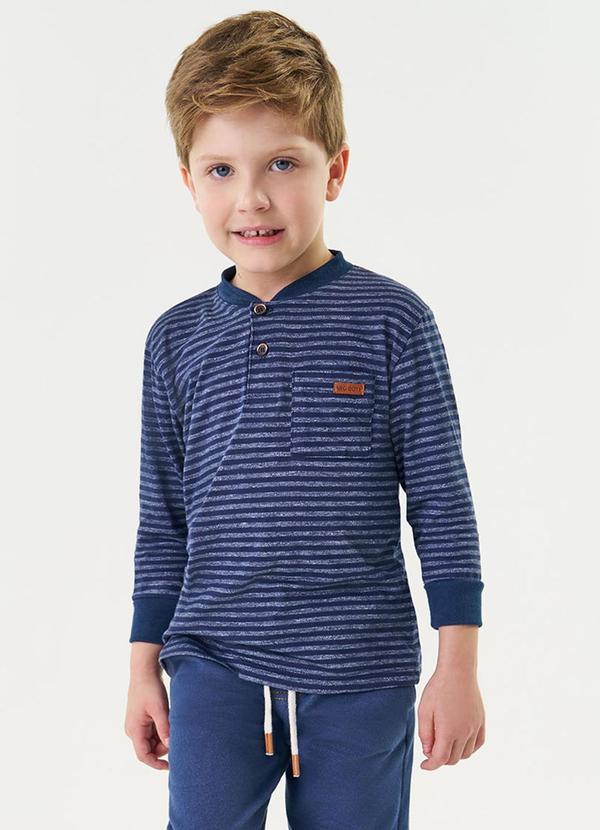 Abrange - Camiseta Listrada Azul Marinho