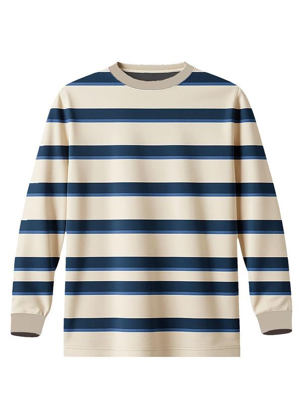 Malwee Kids - Camiseta Listrada em Malha Azul Escuro