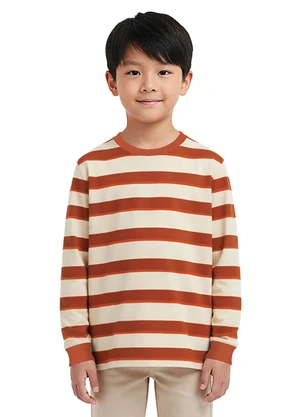 Malwee Kids - Camiseta Listrada em Malha Laranja - MALWEE KIDS
