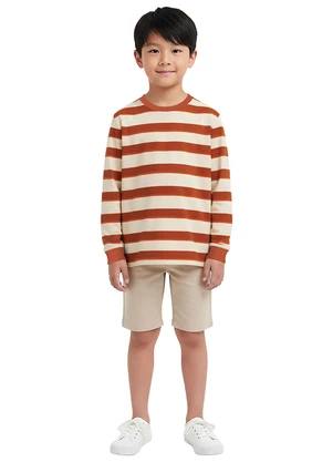 Malwee Kids - Camiseta Listrada em Malha Laranja - MALWEE KIDS