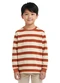 Malwee Kids - Camiseta Listrada em Malha Azul Escuro - variação: Laranja