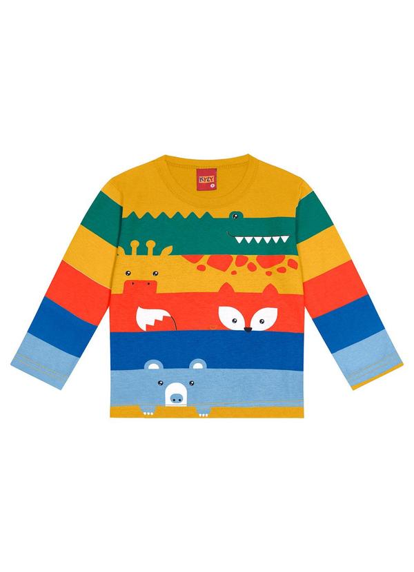 Kyly - Camiseta Listrada Infantil Menino Amarelo