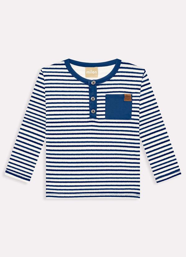 Milon - Camiseta Listrada Infantil Menino Azul