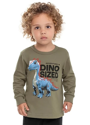 Elian - Camiseta Longa Infantil Menino Dinossauro Verde - ELIAN