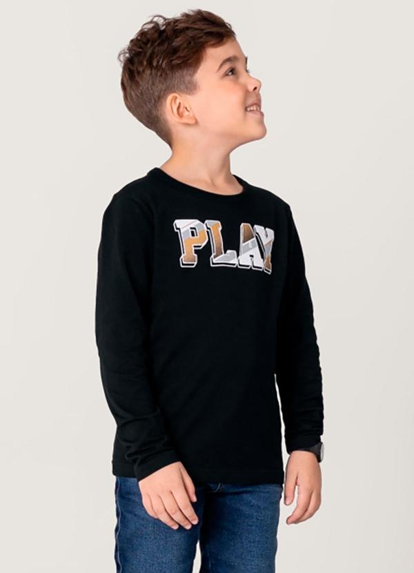 Brandili - Camiseta Malha Infantil Menino Preto