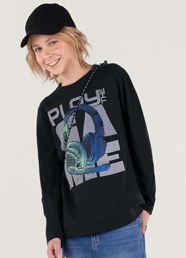 Extreme - Camiseta Malha Teen Menino Preto