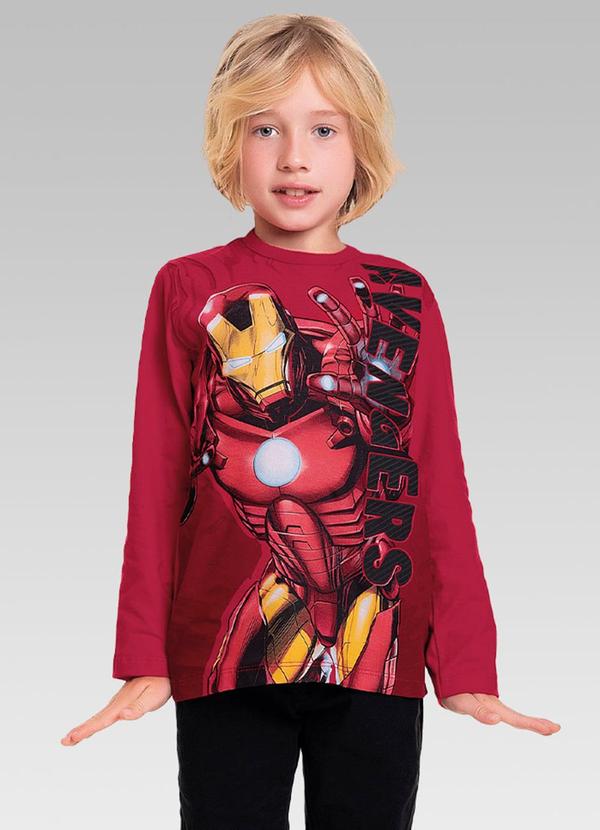 Fakini Kids - Camiseta Manga Longa Avengers Disney Vermelho