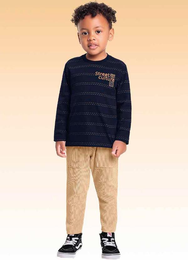 Fakini Kids - Camiseta Manga Longa Azul