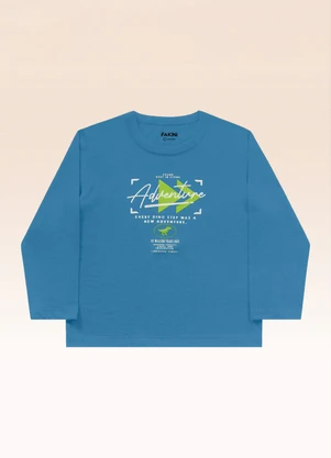 Fakini Kids - Camiseta Manga Longa Azul - FAKINI KIDS