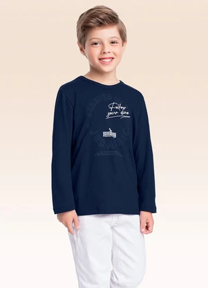 Fakini Kids - Camiseta Manga Longa Azul - FAKINI KIDS