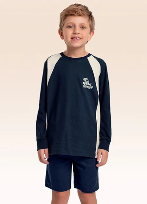 Fakini Kids - Camiseta Manga Longa Azul - FAKINI KIDS