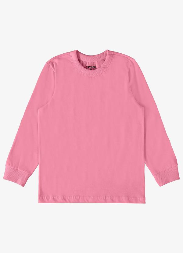 Rovi Kids - Camiseta Manga Longa Básica Rosa