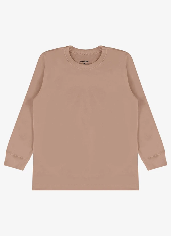 Rovi Kids - Camiseta Manga Longa Básica Marrom