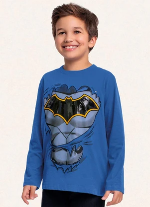 Fakini Kids - Camiseta Manga Longa Batman Azul - FAKINI KIDS