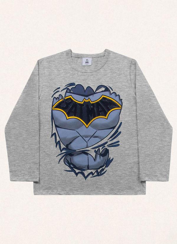 Fakini Kids - Camiseta Manga Longa Batman Cinza