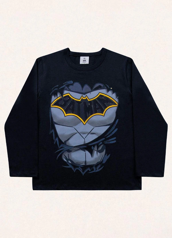 Fakini Kids - Camiseta Manga Longa Batman Preto