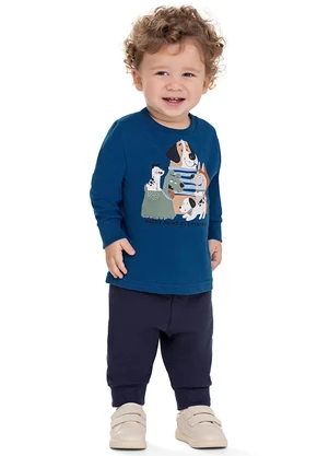 Elian - Camiseta Manga Longa Bebê Menino Bichos Azul - ELIAN