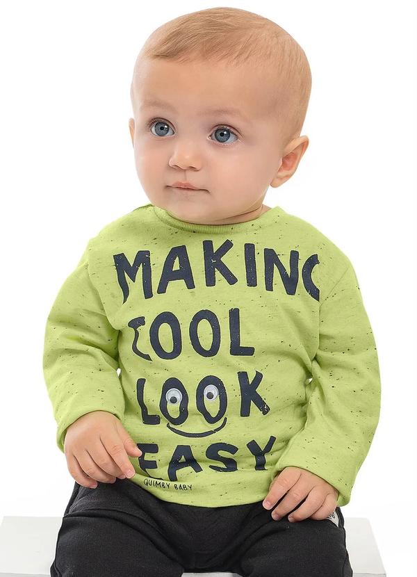 Quimby - Camiseta Manga Longa Bebê Menino Verde