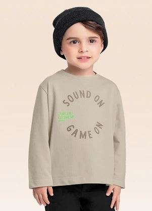 Fakini Kids - Camiseta Manga Longa Bege - FAKINI KIDS