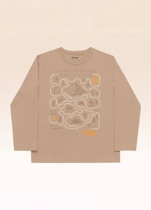 Fakini Kids - Camiseta Manga Longa Bege - FAKINI KIDS