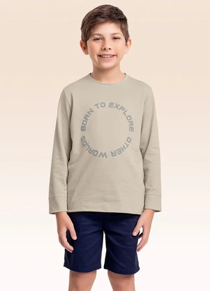 Fakini Kids - Camiseta Manga Longa Bege - FAKINI KIDS