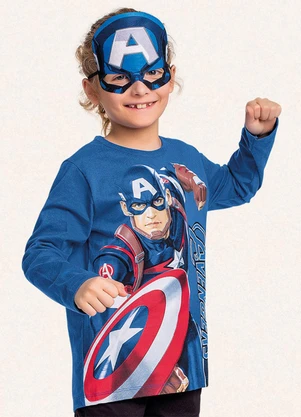 Fakini Kids - Camiseta Manga Longa C/Mascara Avengers Azul - FAKINI KIDS