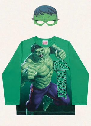 Fakini Kids - Camiseta Manga Longa C/Mascara Avengers Verde - FAKINI KIDS