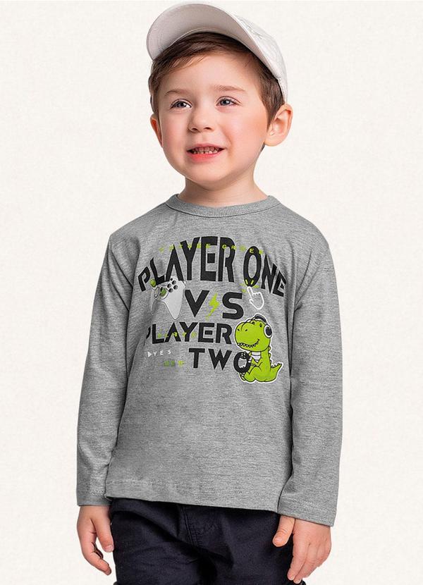 Fakini Kids - Camiseta Manga Longa Cinza