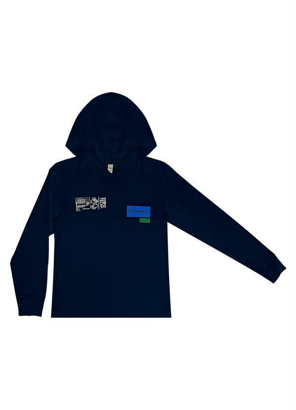 Rovitex Teen - Camiseta Manga Longa com Capuz Azul
