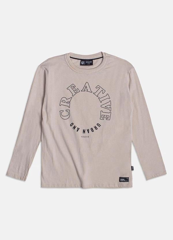 Youccie - Camiseta Manga Longa Creative Off White