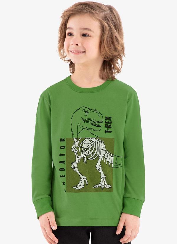 Rovi Kids - Camiseta Manga Longa Dinossauro Rovi Kids Verde 1