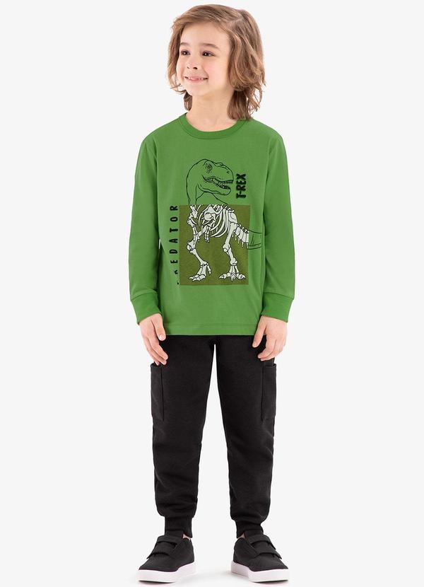 Rovi Kids - Camiseta Manga Longa Dinossauro Rovi Kids Verde 3