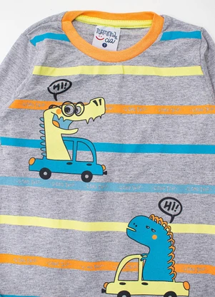 Turminha - Camiseta Manga Longa Dinossauros Menino Cinza - TURMINHA