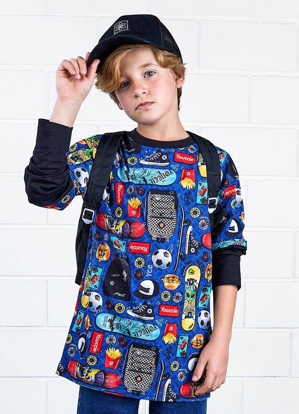 Youccie - Camiseta Manga Longa Divertida Azul