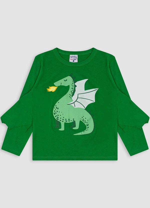 Turminha - Camiseta Manga Longa Dragão e Asas Menino Verde 3