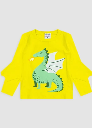 Turminha - Camiseta Manga Longa Dragão Menino Amarelo - TURMINHA