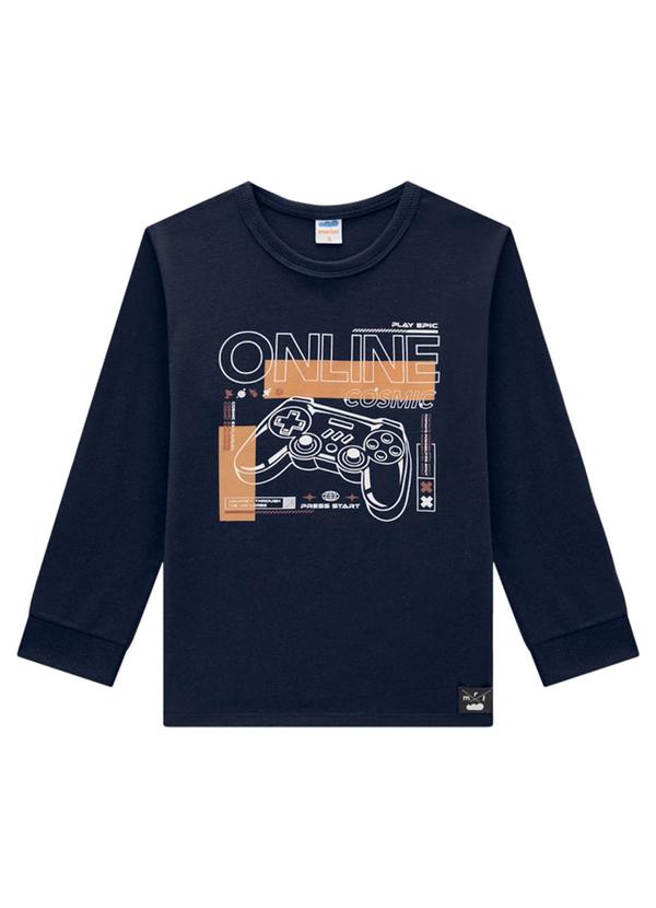 Marlan - Camiseta Manga Longa em Meia Malha Penteada Azul 3