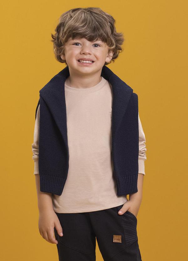 Ioluig - Camiseta Manga Longa em Meia Malha Penteada Bege