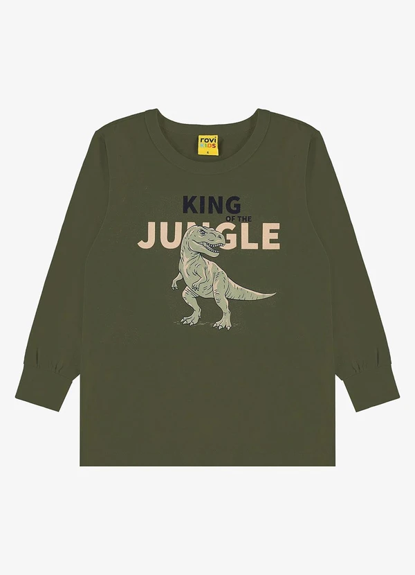 Rovi Kids - Camiseta Manga Longa em Meia Malha Verde
