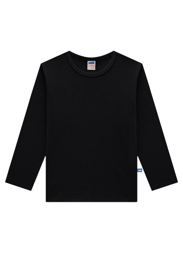 Marlan - Camiseta Manga Longa em Suedine Unissex Preto