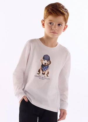 Quimby - Camiseta Manga Longa Est Cachorro Branco - QUIMBY