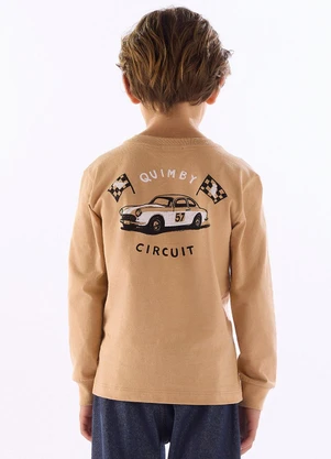 Quimby - Camiseta Manga Longa Estampa Carro Bege - QUIMBY