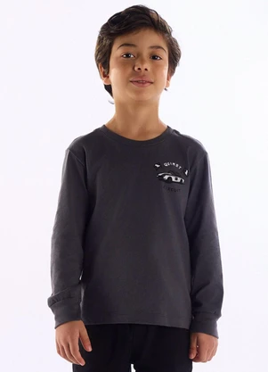 Quimby - Camiseta Manga Longa Estampa Carro Cinza - QUIMBY