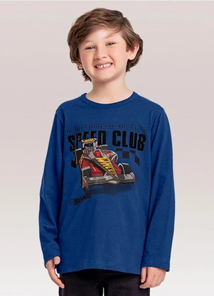 Fakini Kids - Camiseta Manga Longa Hot Wheels Azul - FAKINI KIDS