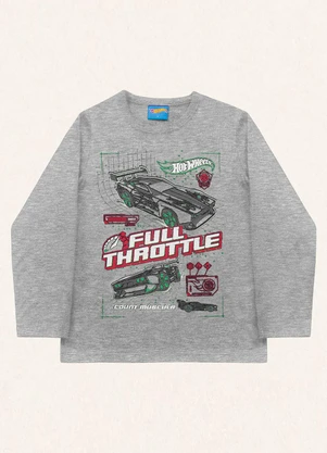 Fakini Kids - Camiseta Manga Longa Hot Wheels Cinza - FAKINI KIDS