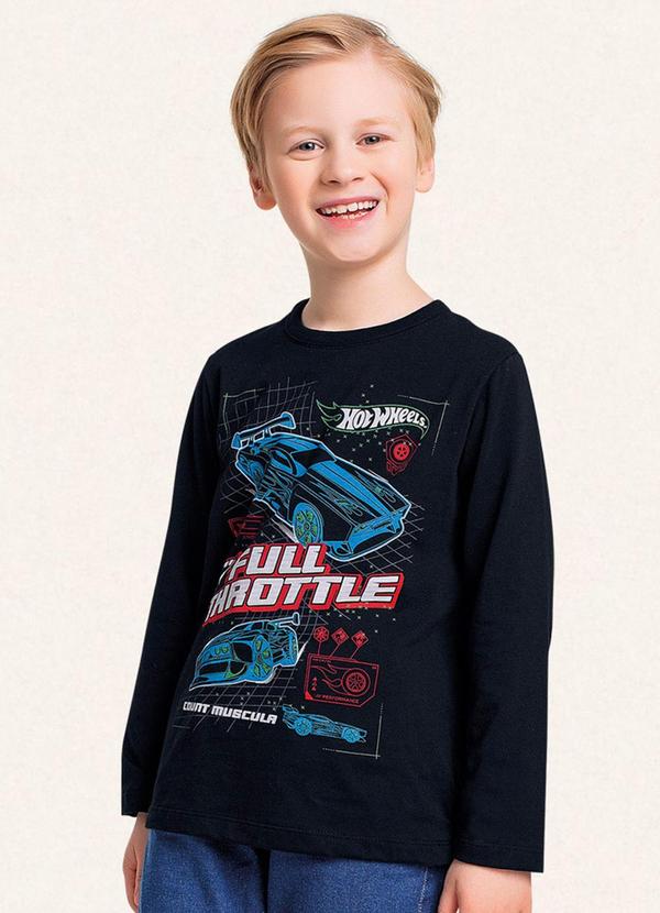 Fakini Kids - Camiseta Manga Longa Hot Wheels Preto 3