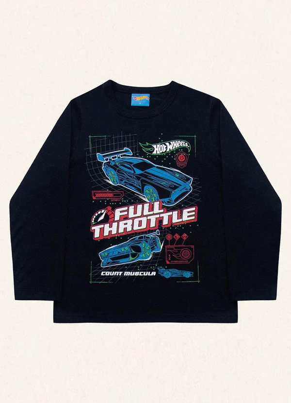 Fakini Kids - Camiseta Manga Longa Hot Wheels Preto 4