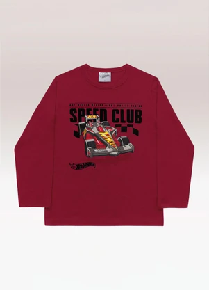 Fakini Kids - Camiseta Manga Longa Hot Wheels Vermelho - FAKINI KIDS